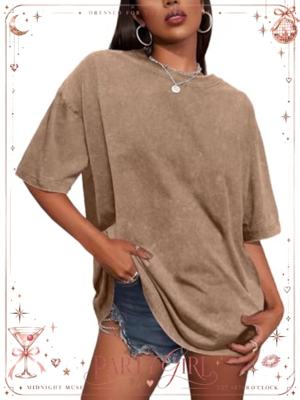 Womens Oversized T Shirt 100% Cotton Short Sleeve Crew Neck Loose Fit Tee